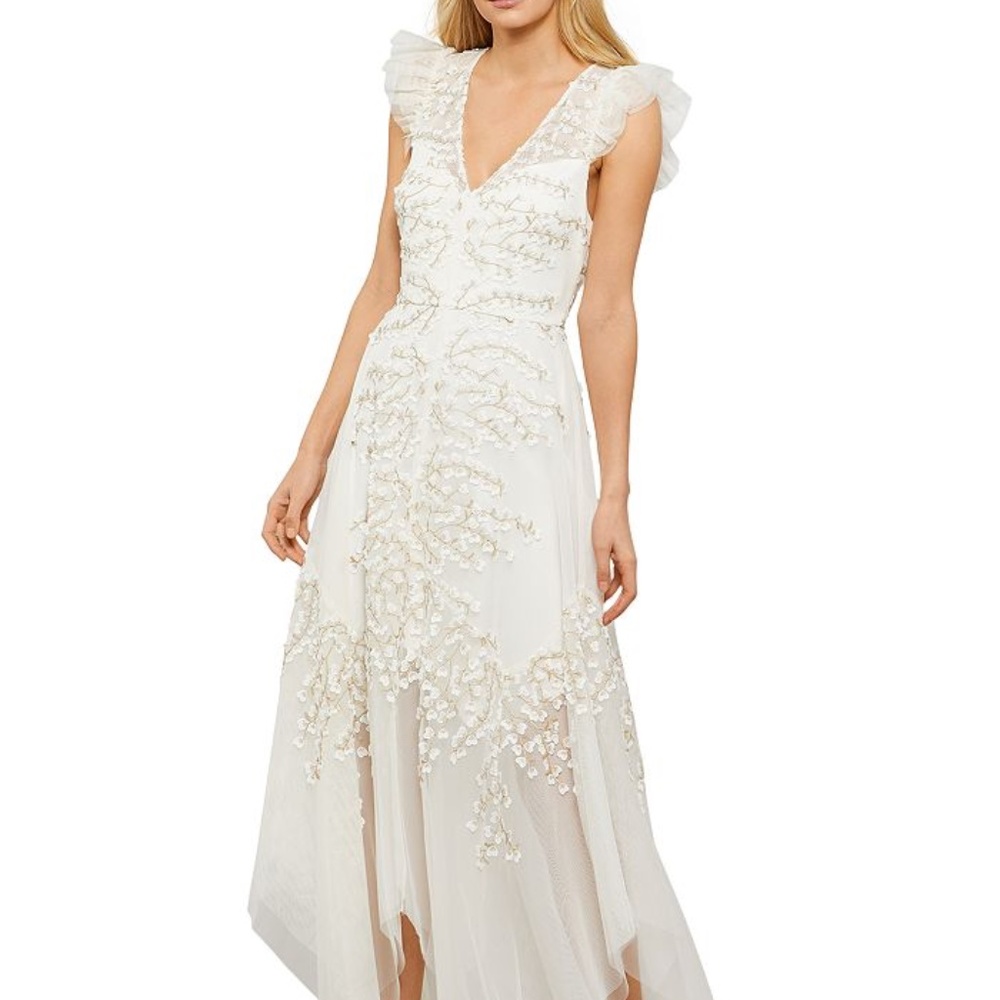 BCBGMAXAZRIA Embroidered Tulle Gown, Size 4